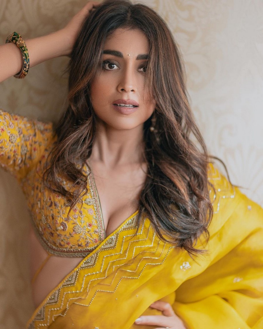 Shriya Saran Awesome Stills in Yellow Saree