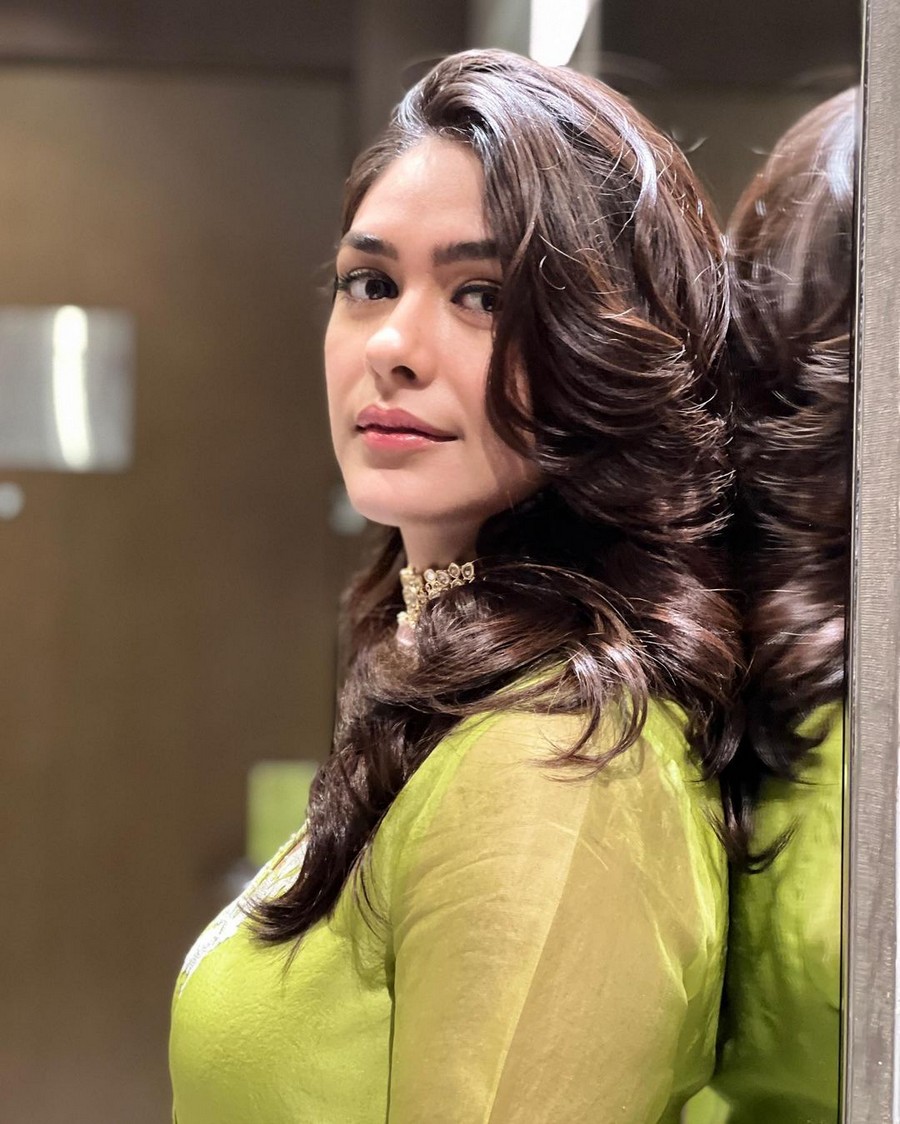 Mrunal Thakur Looks Mesmerising in Green Dress