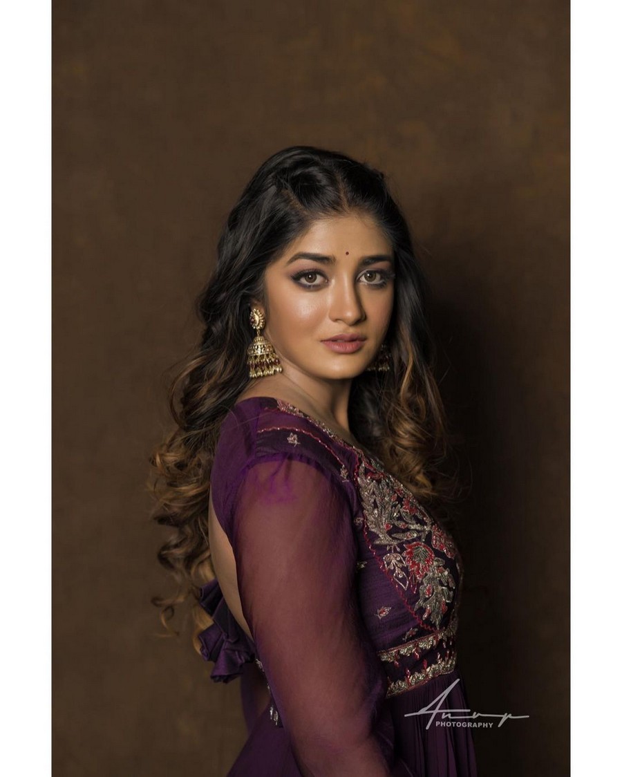 Actress Dimple Hayathi Looks Pretty in Violet Dress
