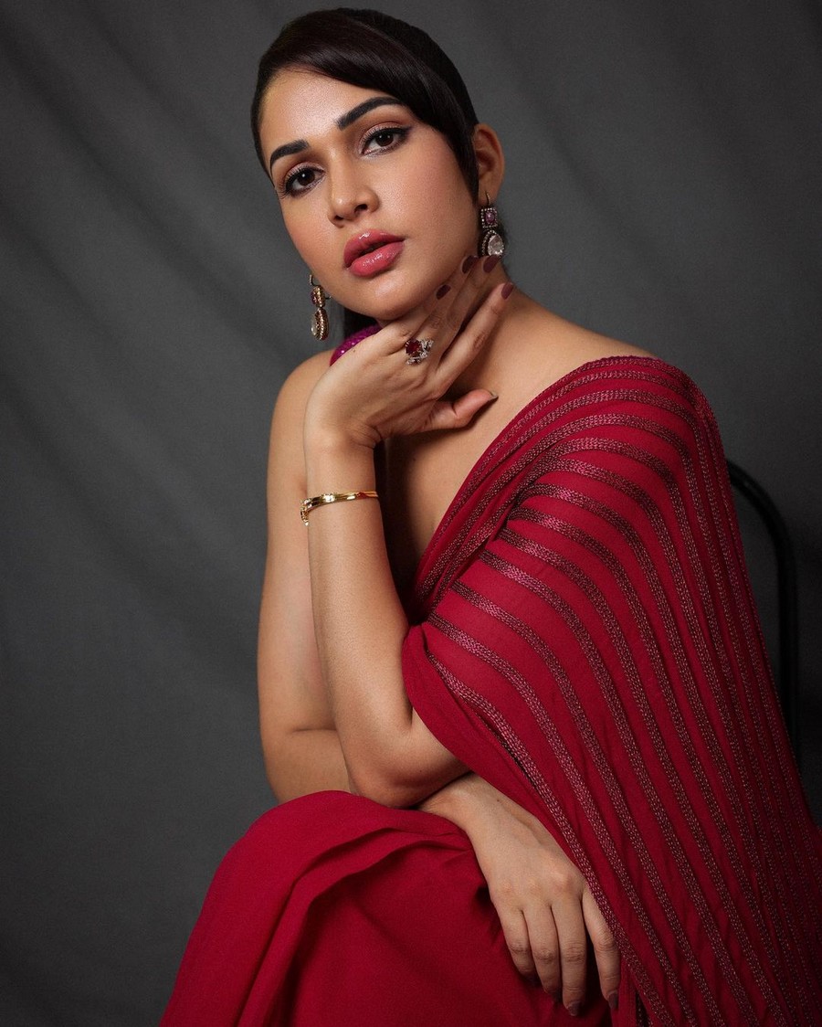 Lavanya Tripathi  Beautiful Pics in Red Saree