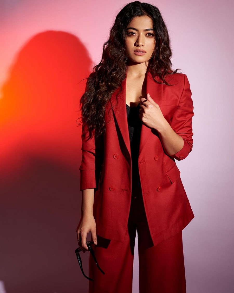 Actress Rashmika Mandanna Looking Fabulous in Red Blazzer