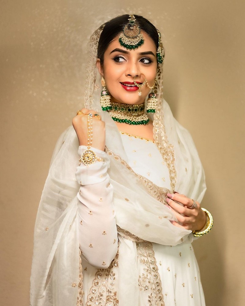 Sreemukhi Latest Photoshoot in White Dress