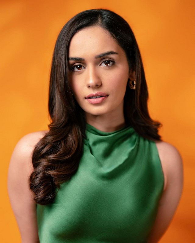 Manushi Chhillar Trendy Stills in Green Outfit