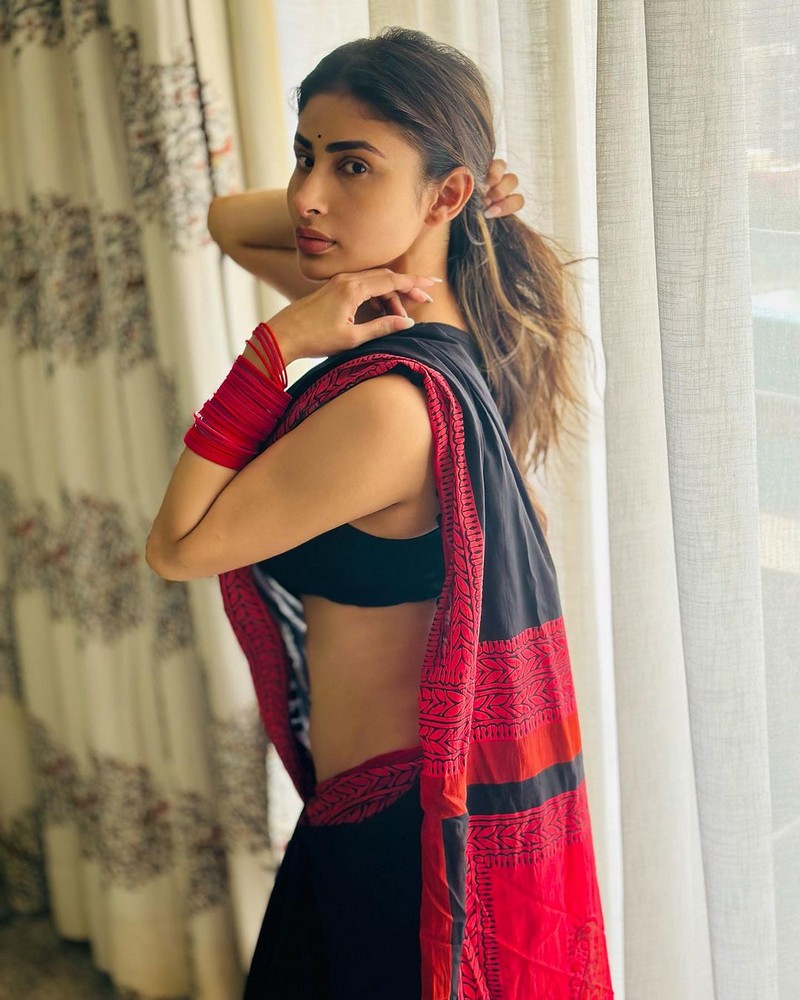 Mouni Roy Looks Delightful in Black Saree