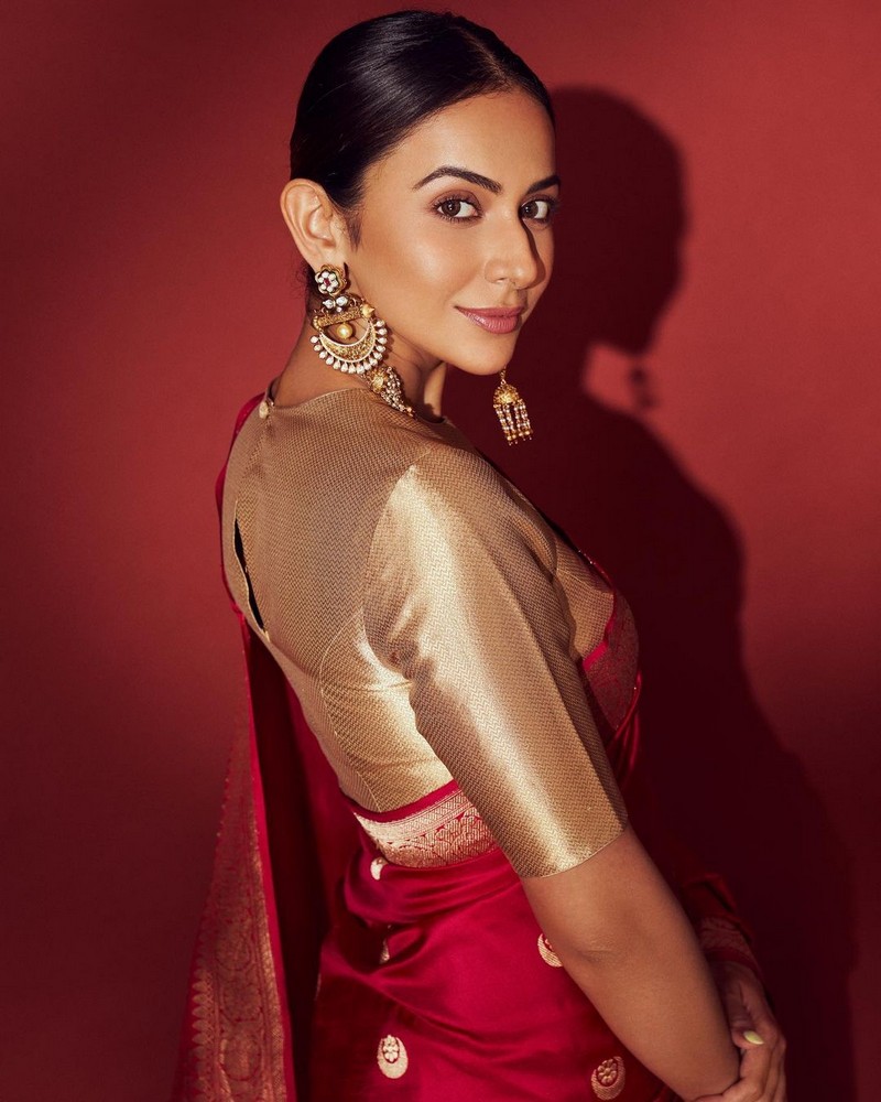Gorgeous Pics Of Rakul in Shiny Silk Saree