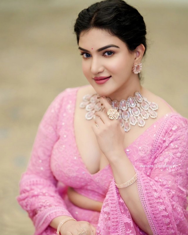 Honey Rose Looking Pretty in Pink Dress