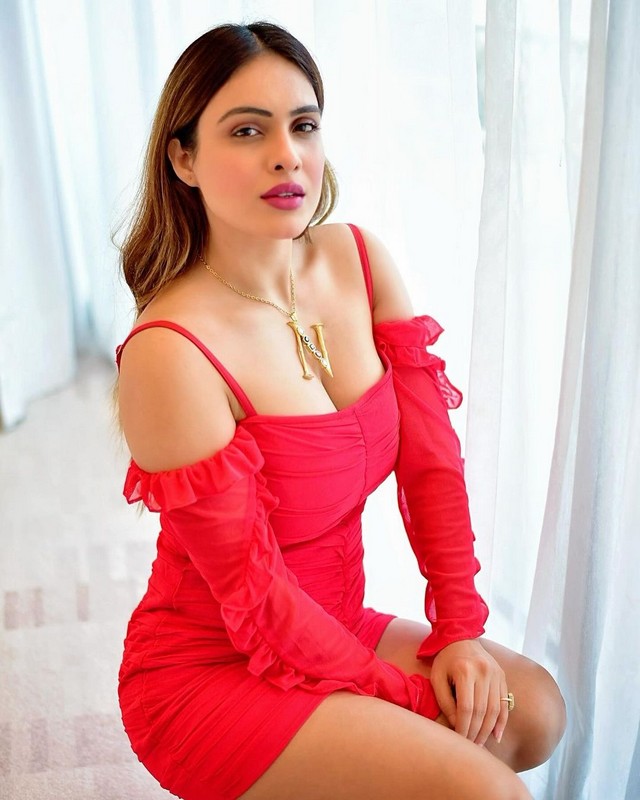 Nehhaa Malik Hottest Clicks in Red Outfit