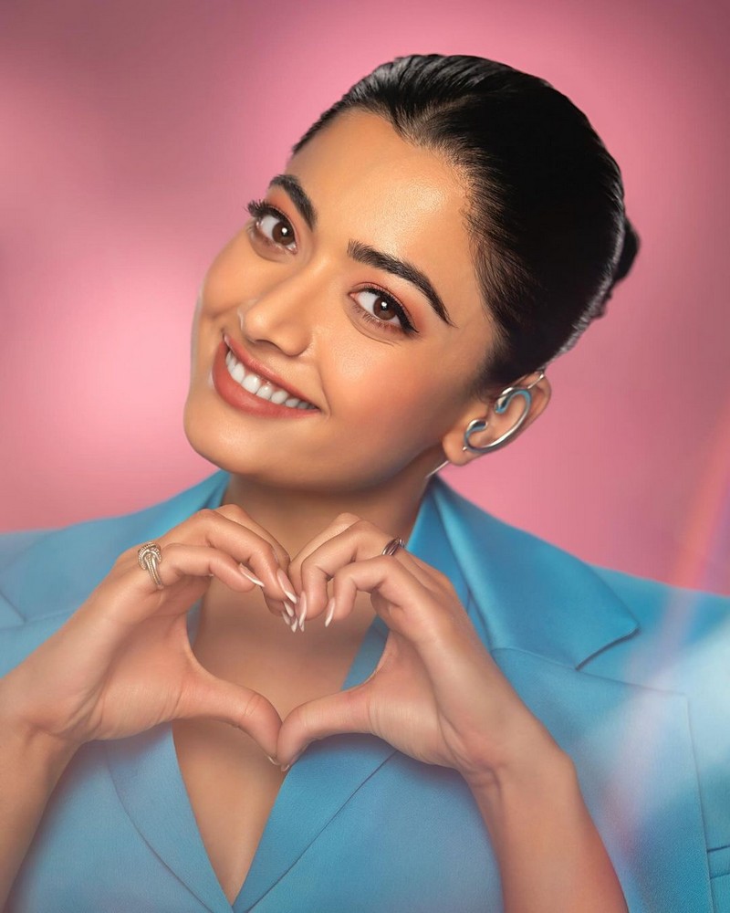 Rashmika Mandanna Looking Cute in Blue Outfit