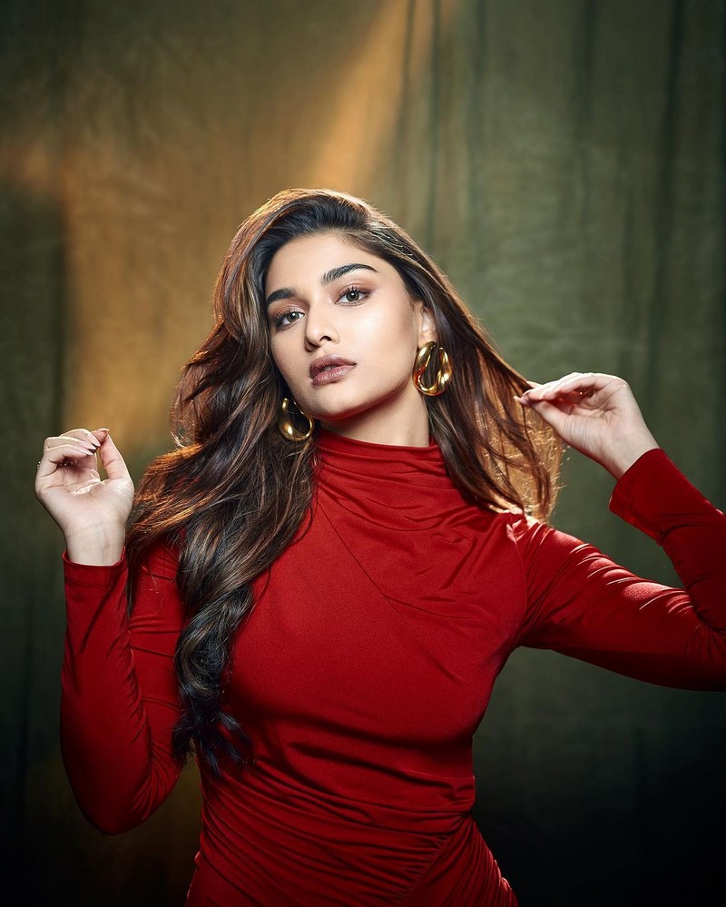 Saiee Manjrekar Looking Pretty in Red Outfit