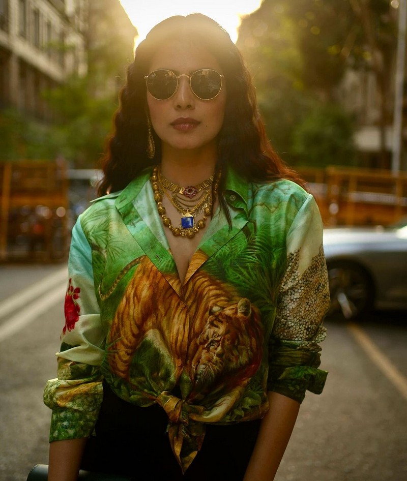 Malavika Mohanan Beautiful  Clicks in Green Dress
