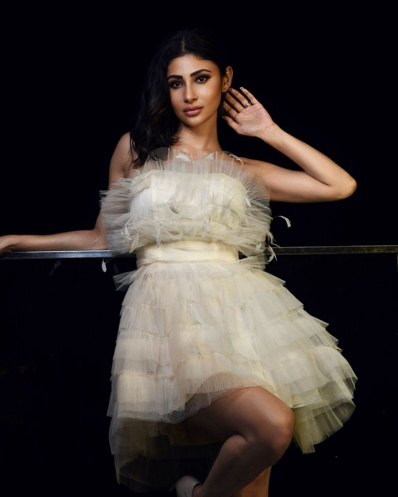 Mouni Roy Looking Cute in White Frock