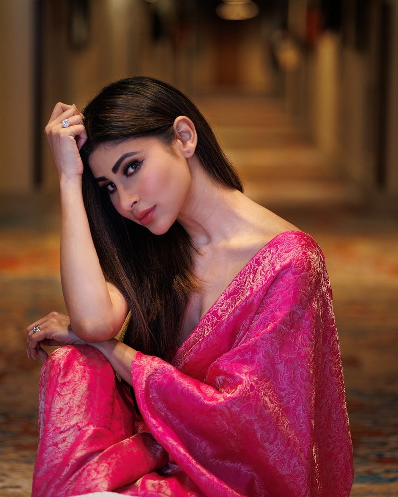 Mouni Roy Adorable Looks in Pink Saree