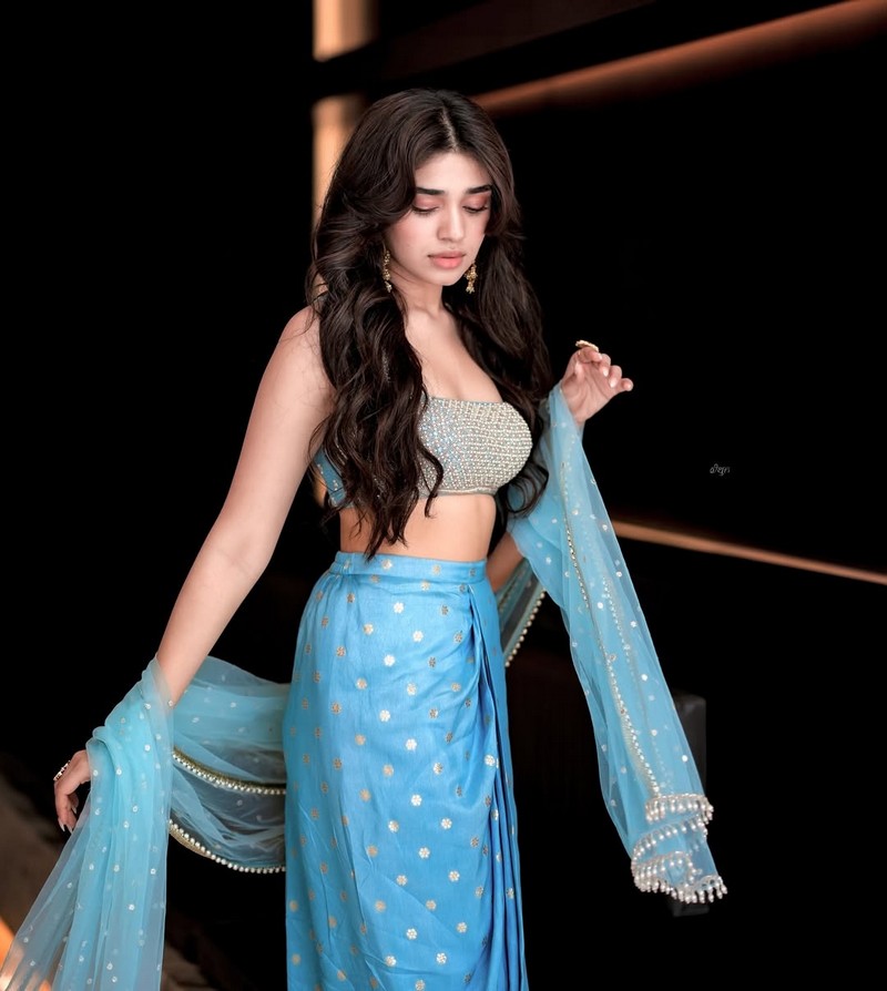 Krithi Shetty Looks Fabulous in Blue Dress